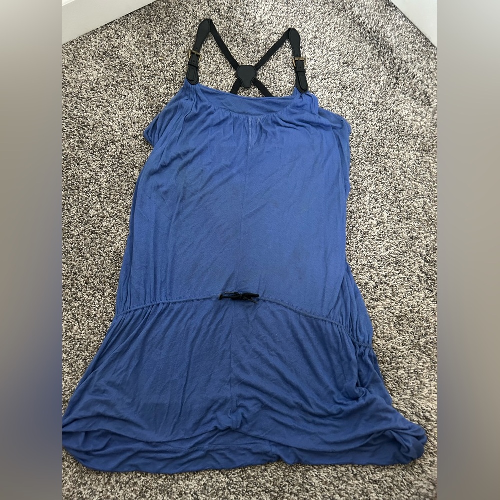 L.A.M.B. Blue Romper Dress with Buckle Straps Size Large